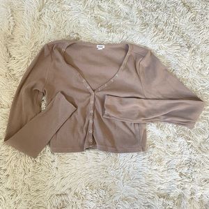 beige/light brown button up long sleeve